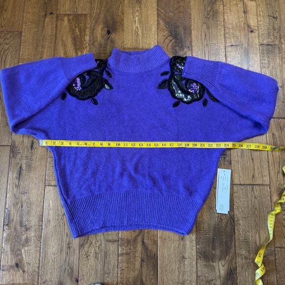 Work In Progress Gladys Badley Vintage Sequin Beaded Silk Angora Sweater Sz L - Picture 5 of 6